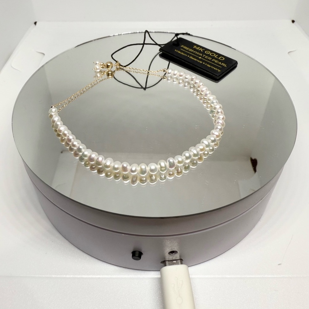 NEW Solid 14K Gold Natural Pearl Bracelet